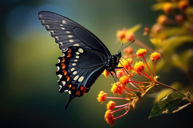 Linda borboleta negra monarca
