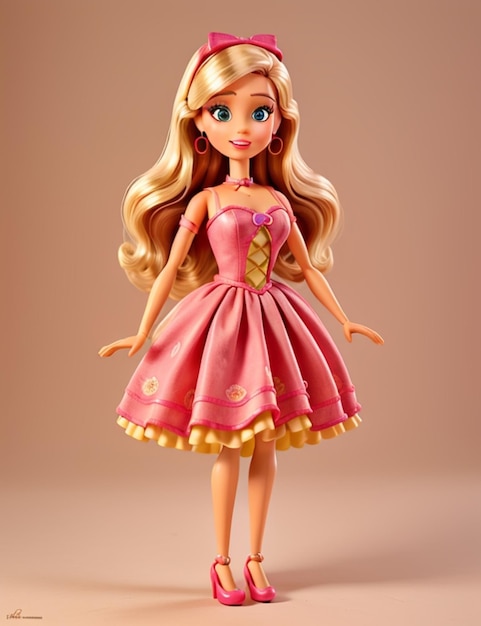 Linda caricatura de muñeca Barbie