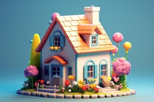 linda casa o casa 3d render