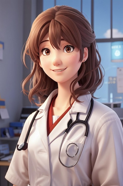 Linda chica anime Doctor IA generativa