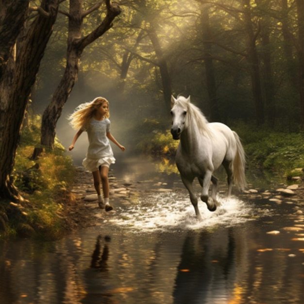 Linda chica y caballo