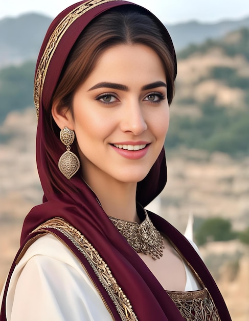 Foto la linda chica musulmana en el exitoso programa dramático turco de ai