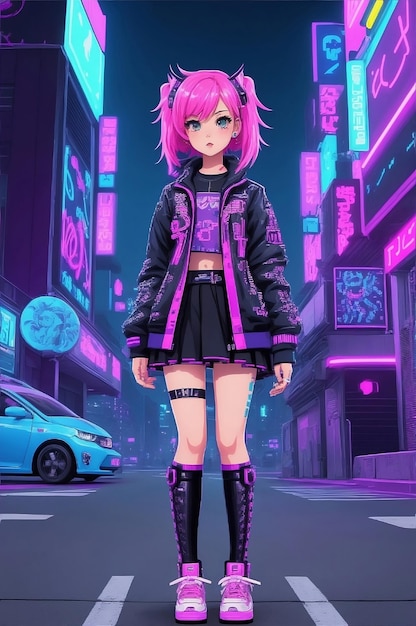 una linda chica punk anime