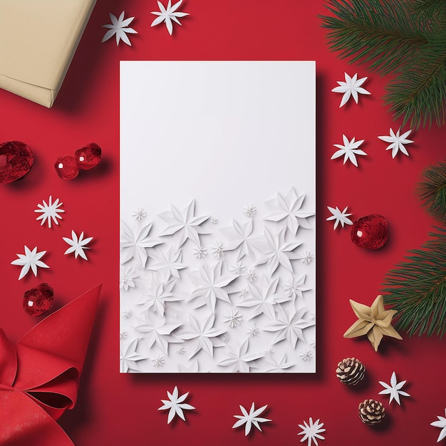 Foto linda composição de natal com cartão em branco