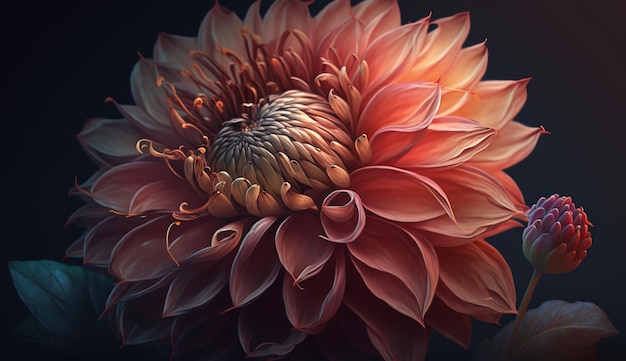 Foto linda dália tubérculos flor florescer planta imagem de papel de parede arte gerada por ai