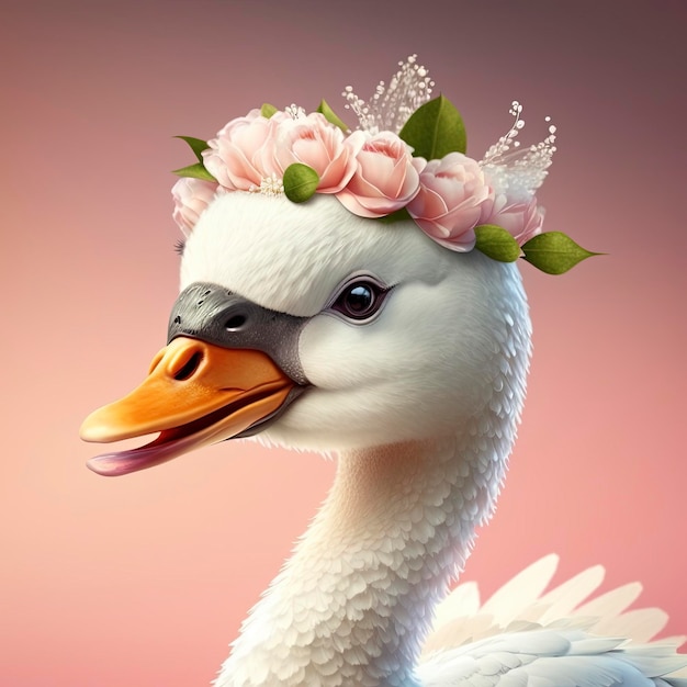 linda diadema de flores de cisne