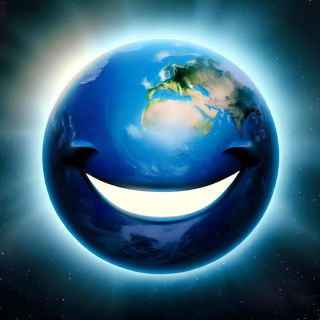 Linda e linda imagem do planeta Terra sorrindo para o Dia Mundial do Sorriso