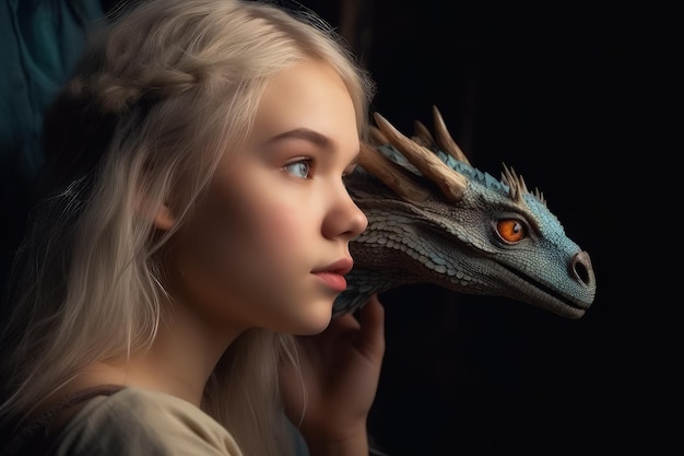 Linda e perigosa menina mãe de dragão