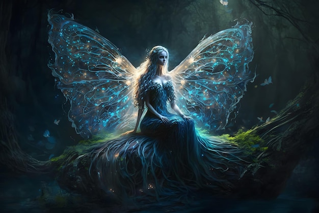 Linda fantasia elfa mulher borboleta rainha Rede neural gerada por IA