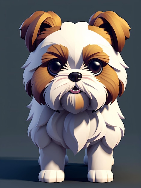 Linda figura 3D de un perro de la raza Shihtzu