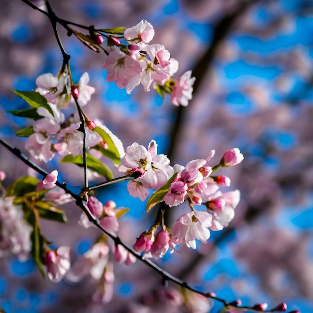 Linda flor de cerejeira sakura em flores de pêssego rosa da primavera Ai gerada