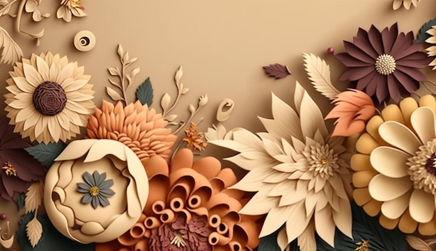 Linda flor de cor bronzeada deixa design floral gerado por IA