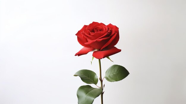 Linda flor de rosa vermelha em fundo branco Generative Ai