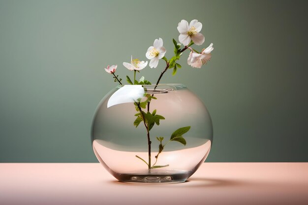 Linda flor em um vaso redondo