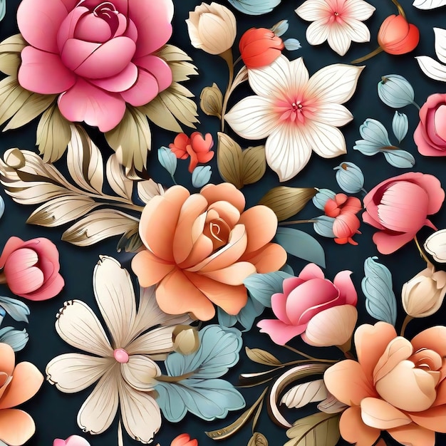 linda flor floral de fundo sem emenda para produto premium ai gerado