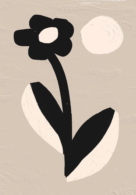 Foto linda flor minimalista pintada à mão arte floral