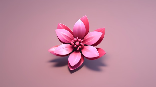 linda flor rosa de dibujos animados ai generativo