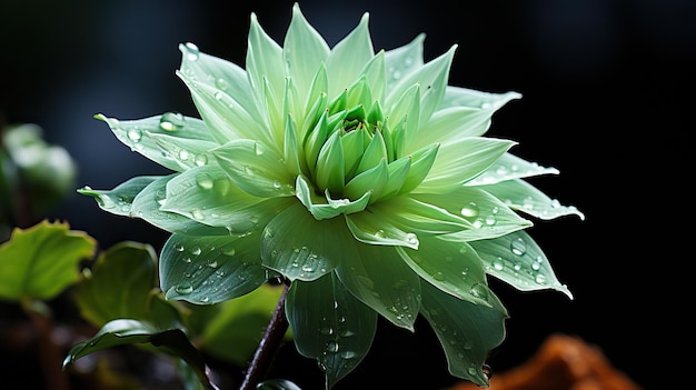 Linda flor verde com fundo escuro