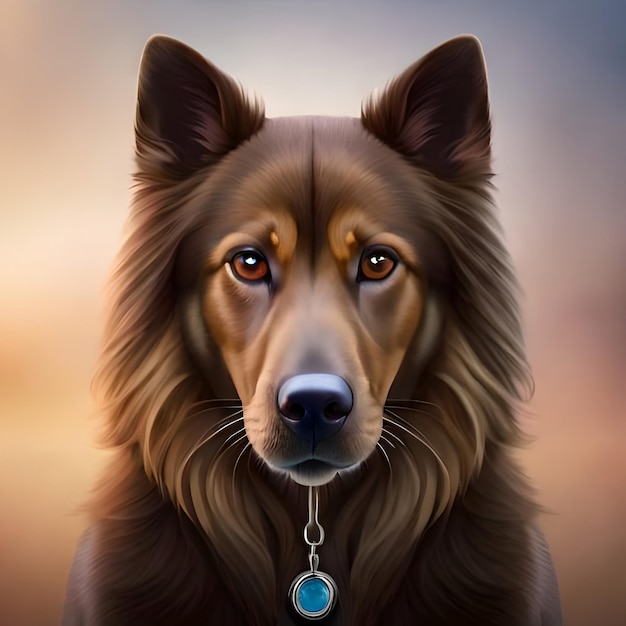 Linda foto de retrato de perro marrón por Generative AI