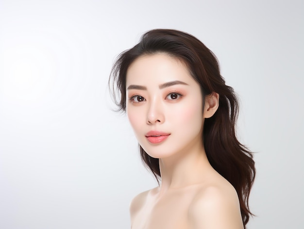 Linda fotografia saudável de cuidados com a pele de uma mulher asiática