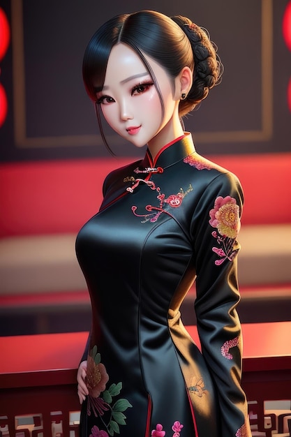 linda garota China Cheongsamportraitprodução cine