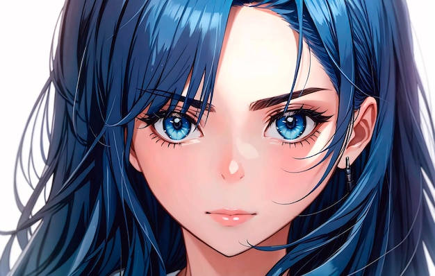 Linda garota com cabelo azul Generative AI