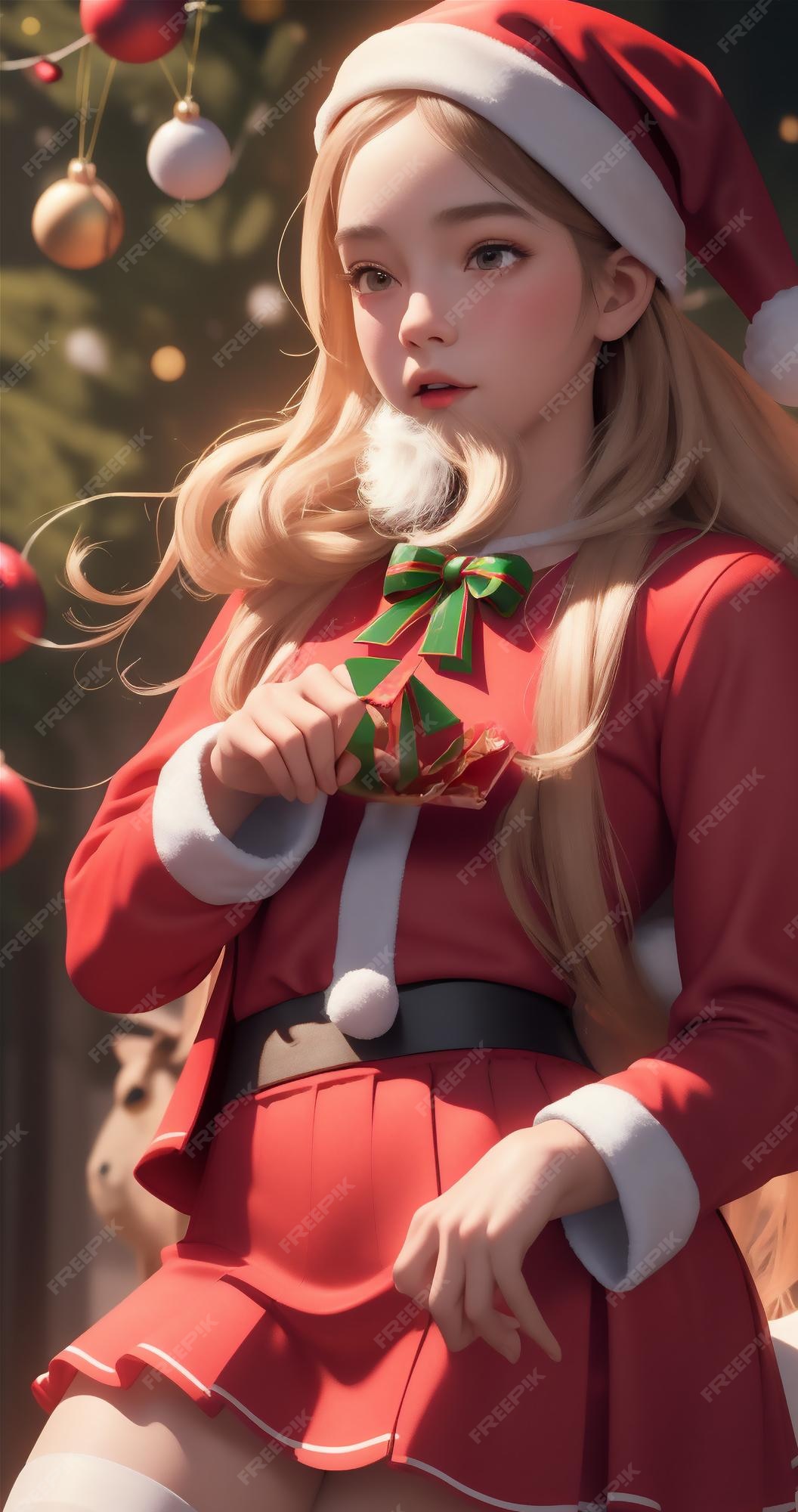 Fundo de natal com personagens de anime