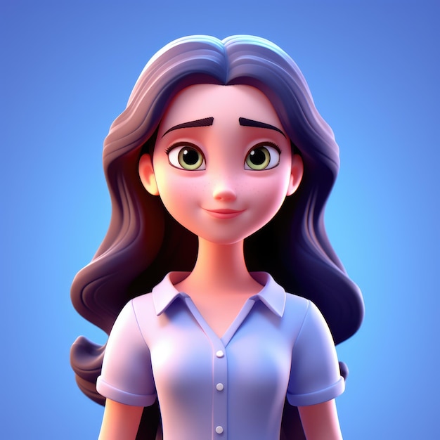Foto linda garota design de personagem 3d avatar de garota de desenho animado