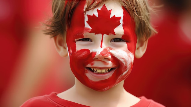 Linda garota do dia do Canadá com imagem gerada por IA de celebração da bandeira canadense