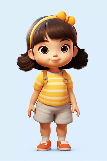 Linda garota feliz personagem de desenho animado