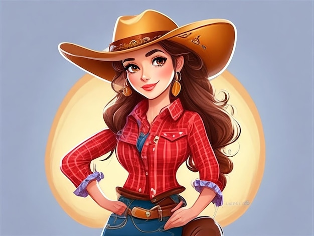 Foto linda garota no estilo de vestir cowboy ocidental