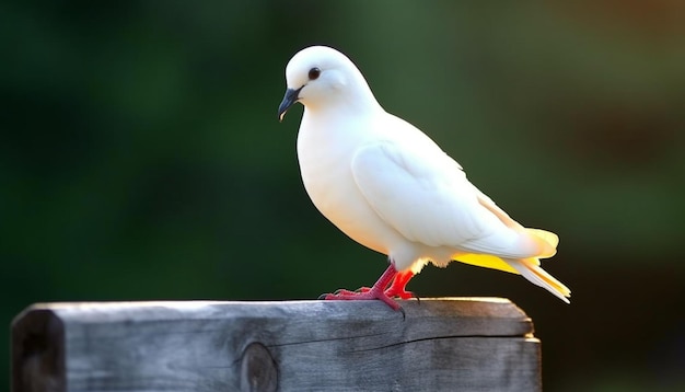 Linda gaviota posada en madera disfrutando de la libertad junto a la costa generada por IA