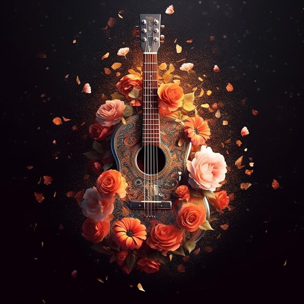 linda guitarra com flor