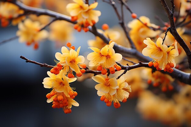 Foto linda hamamelis intermedia amarela com flores deslumbrantes