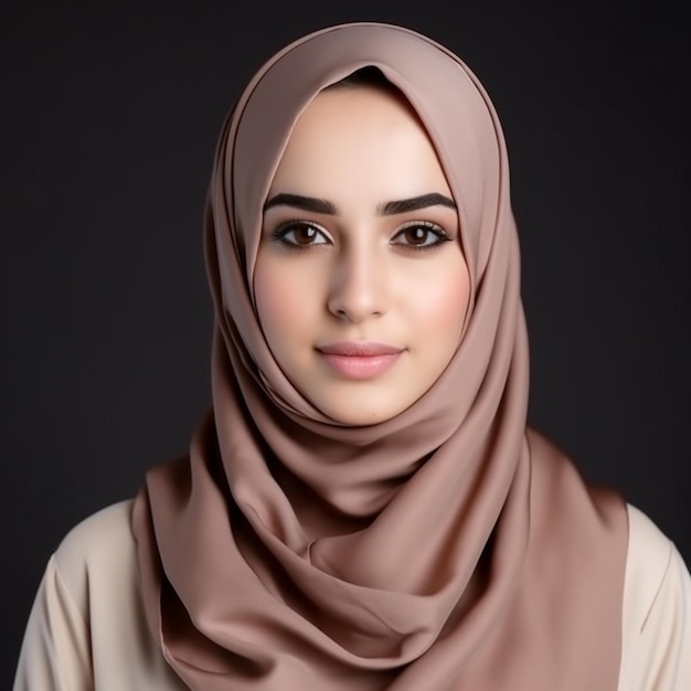 Linda y hermosa mujer musulmana asiática con hijab personalizado