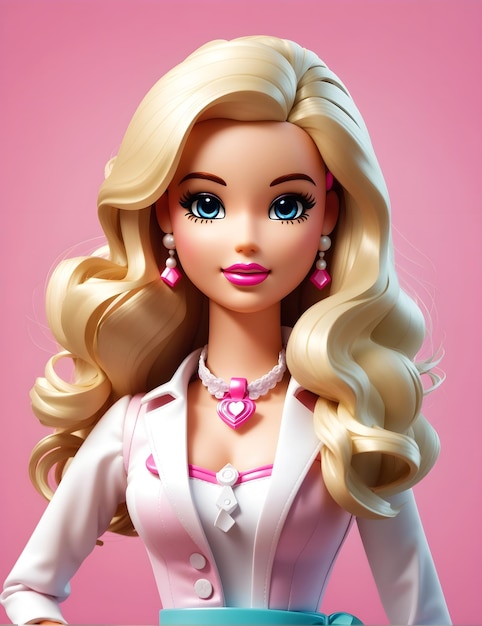 Linda y hermosa princesa Barbie con cabello rubio.