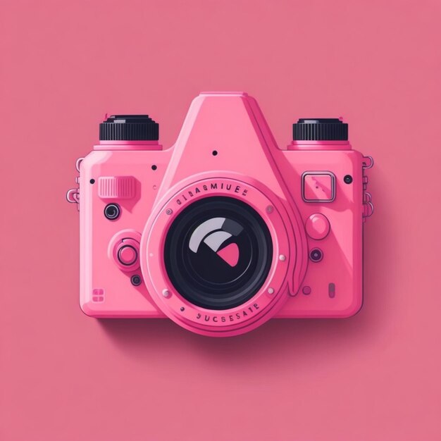 Foto linda ilustração de câmera rosa