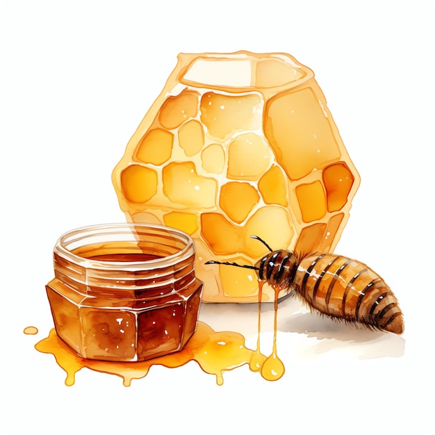 linda ilustração de clipart aquarela hexadecimal de mel