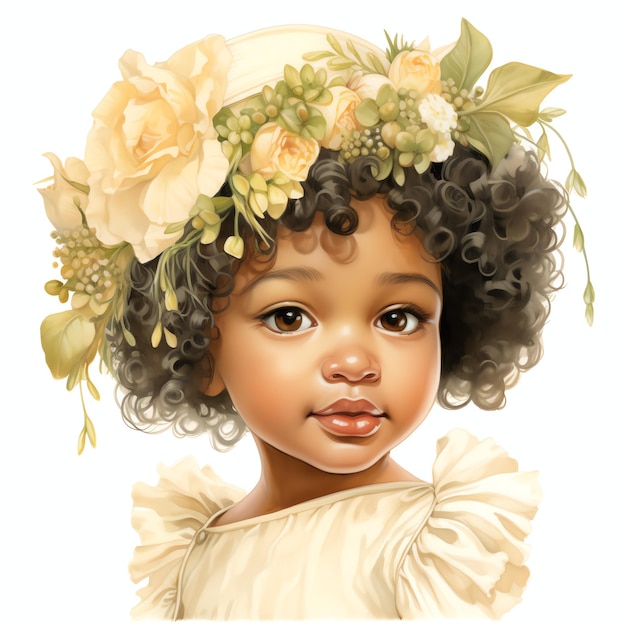 Foto linda ilustração de clipart de bebê preto vitoriano
