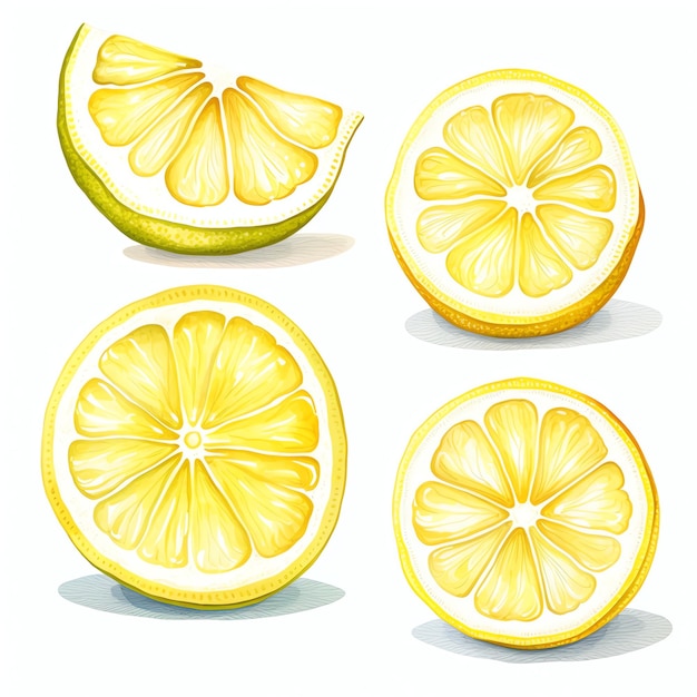 linda ilustração de clipart de fatias de limão amarelo