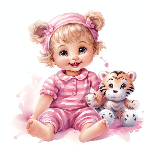 linda ilustração de clipart do berçário Baby Tiger