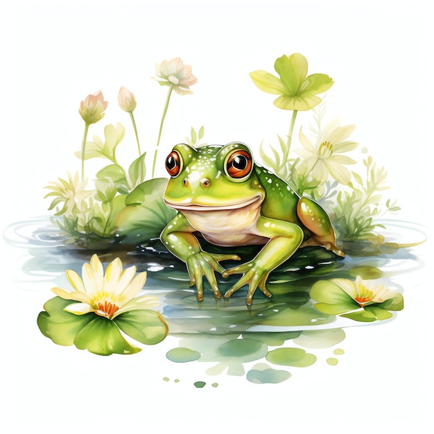 linda ilustração de clipart do príncipe sapo Lily Pond