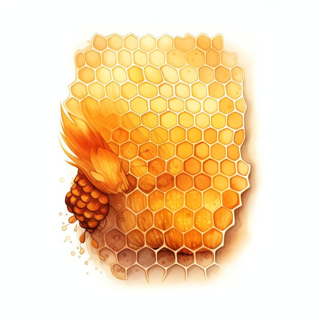 Foto linda ilustração de clipart em aquarela de diário de natureza com padrão de favo de mel
