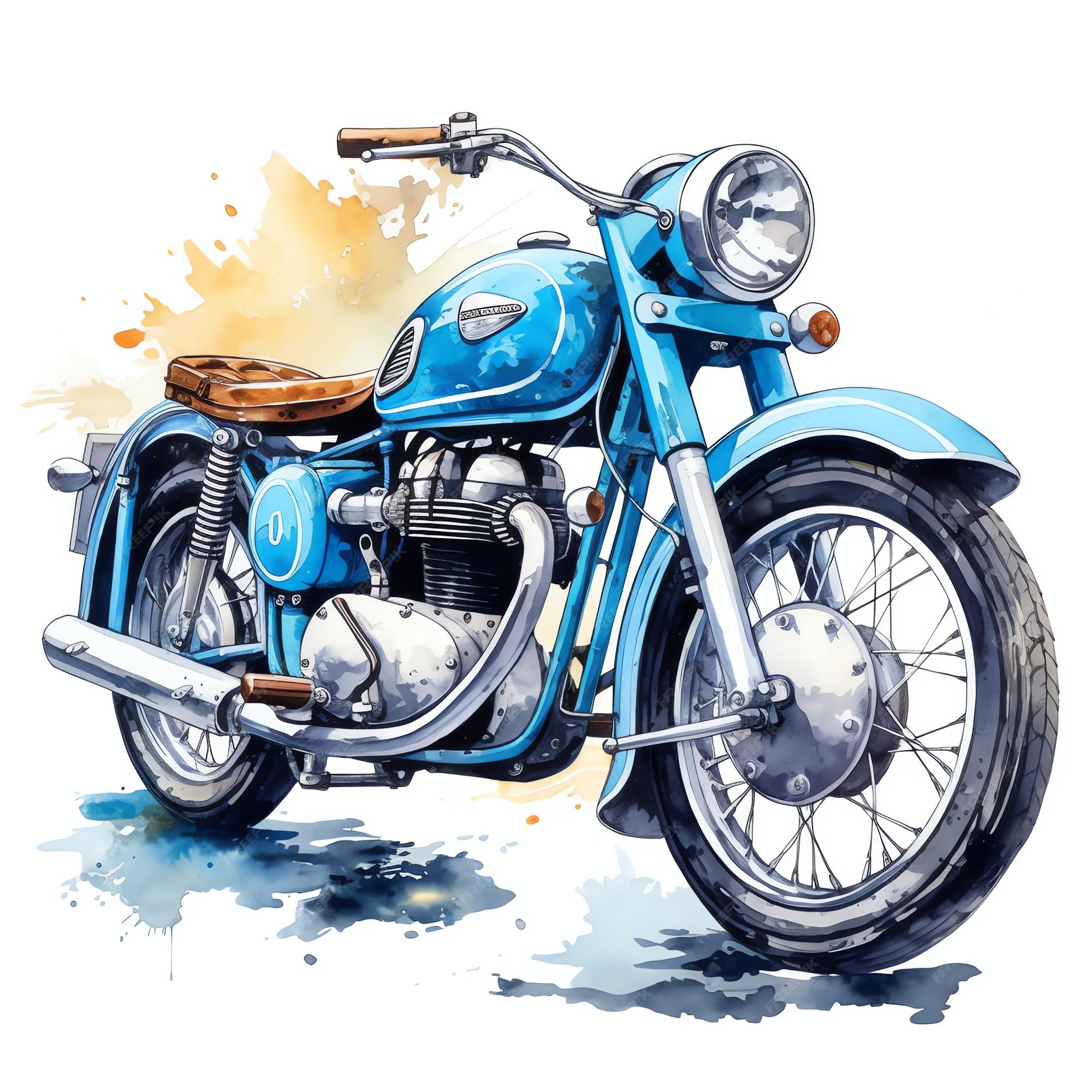 Aquarela em cores: Ilustração - Moto Fazer