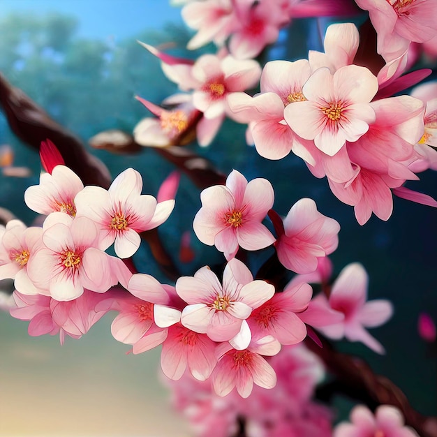 Linda ilustração de flores de sakura