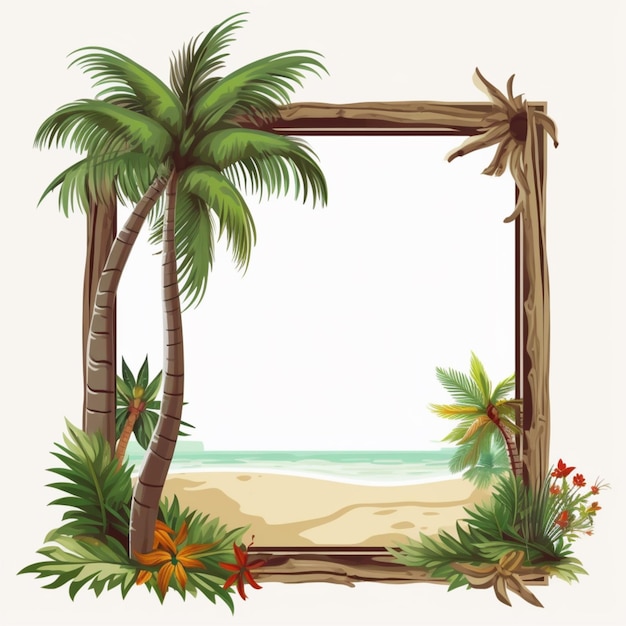 Linda ilustração de imagem de clipart de moldura de borda de palmeira Arte gerada por IA