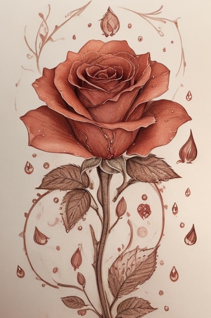 Linda ilustração de rosa vermelha