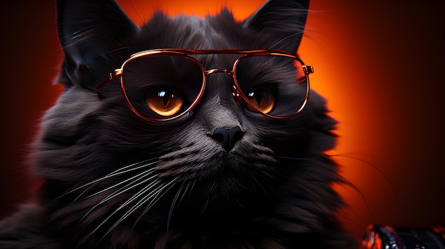 Linda ilustração gato preto Halloween