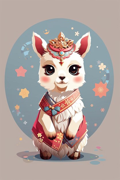 Una linda ilustración de Chibi kawaii lama