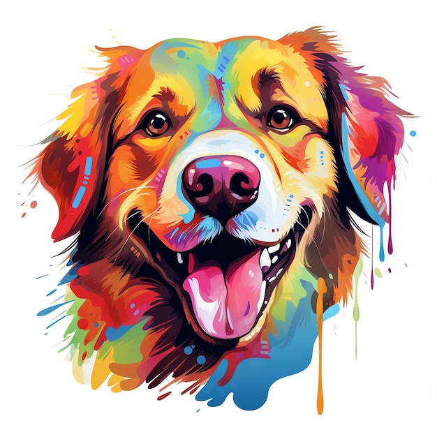 linda ilustración de colores mixtos de la cabeza de un perro feliz